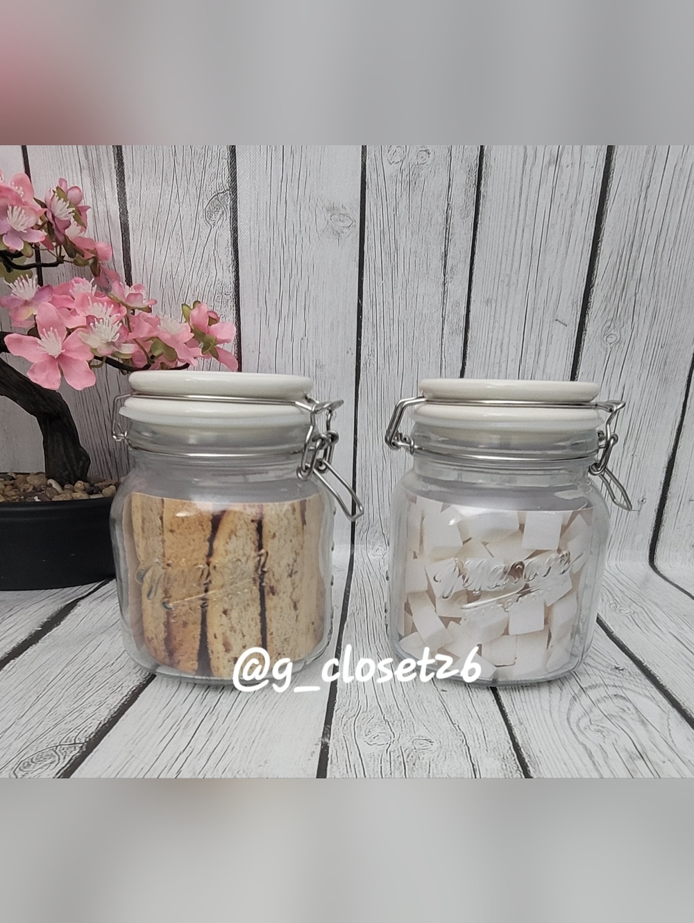 Floral Mason Craft & More Airtight Ceramic Clamp Lid Jars- Set of 2